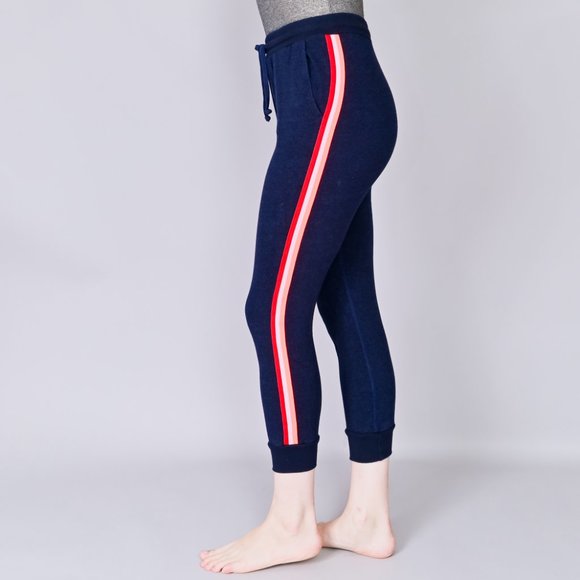SUNDRY Track Stripes Heather Blue Jogger Pants - Picture 5 of 6